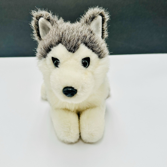 1996 Husqvarna Siberian Husky Wolf Dog Plush Puppy 15” Laying Stuffed Animal - Picture 2 of 10